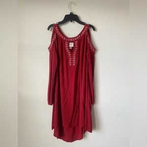 Knox Rose cold shoulder boho dress with keyhole and metal studded detailing